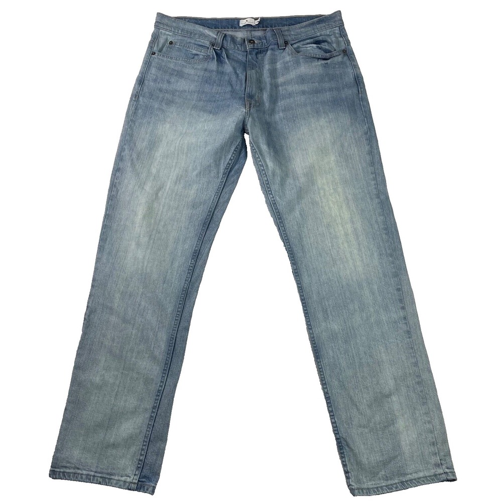True Craft Men's Blue Jeans 38x32 Athletic Fit (36x32) Tag Denim Pant Light Wash